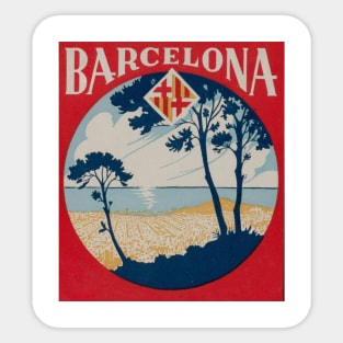 Barcelona Spain Barcelona Vintage Landscape Sticker